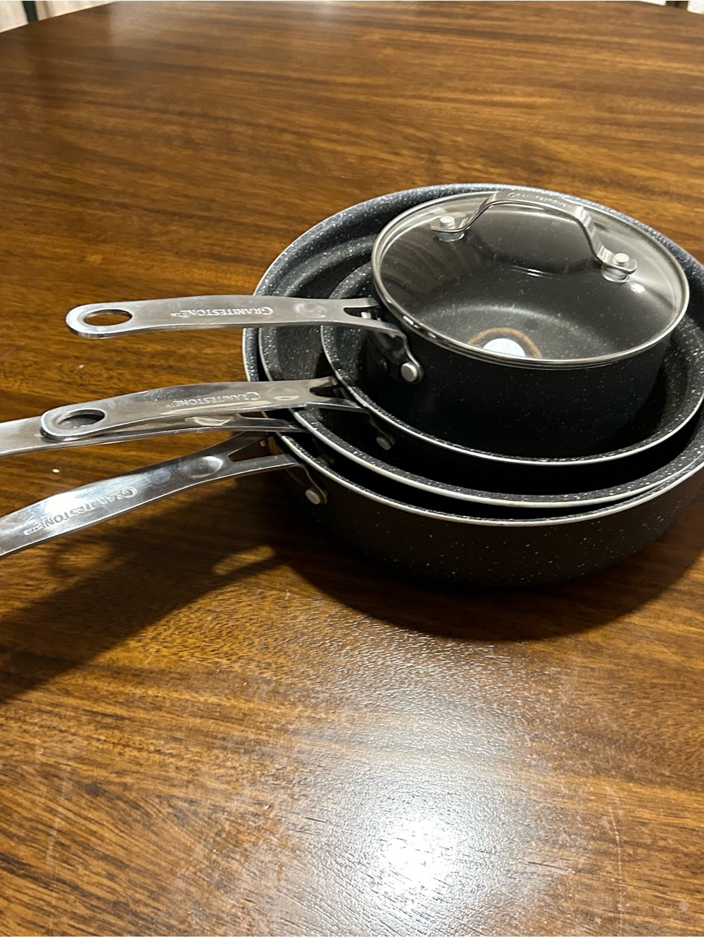 Granitestone™️ Black Cookware Pan Set - 4 Piece with 3 Lids